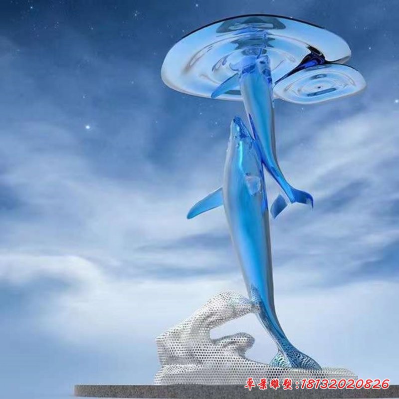 不锈钢海豚动物雕塑 (2)_副本