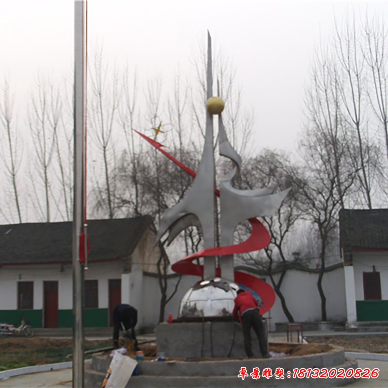 不锈钢团结雕塑，不锈钢企业抽象雕塑
