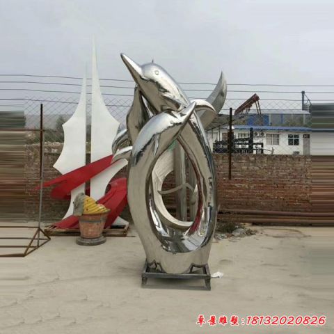 公园动物镜面海豚