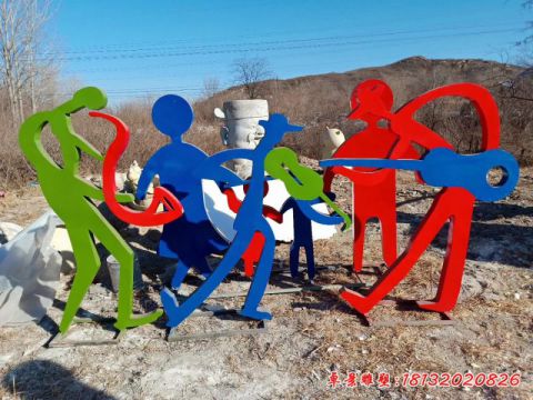 抽象演奏乐器人物 